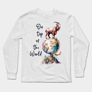 On top of the world, goat lover Long Sleeve T-Shirt